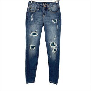 Judy Blue‎ Skinny Jeans Distressed Patchwork Plaid Women's Size 1/25